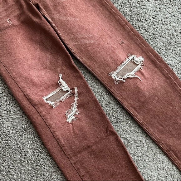Pilcro The Vintage Straight Distressed Straight Fit Rust Red Womens 27 - Picture 8 of 15